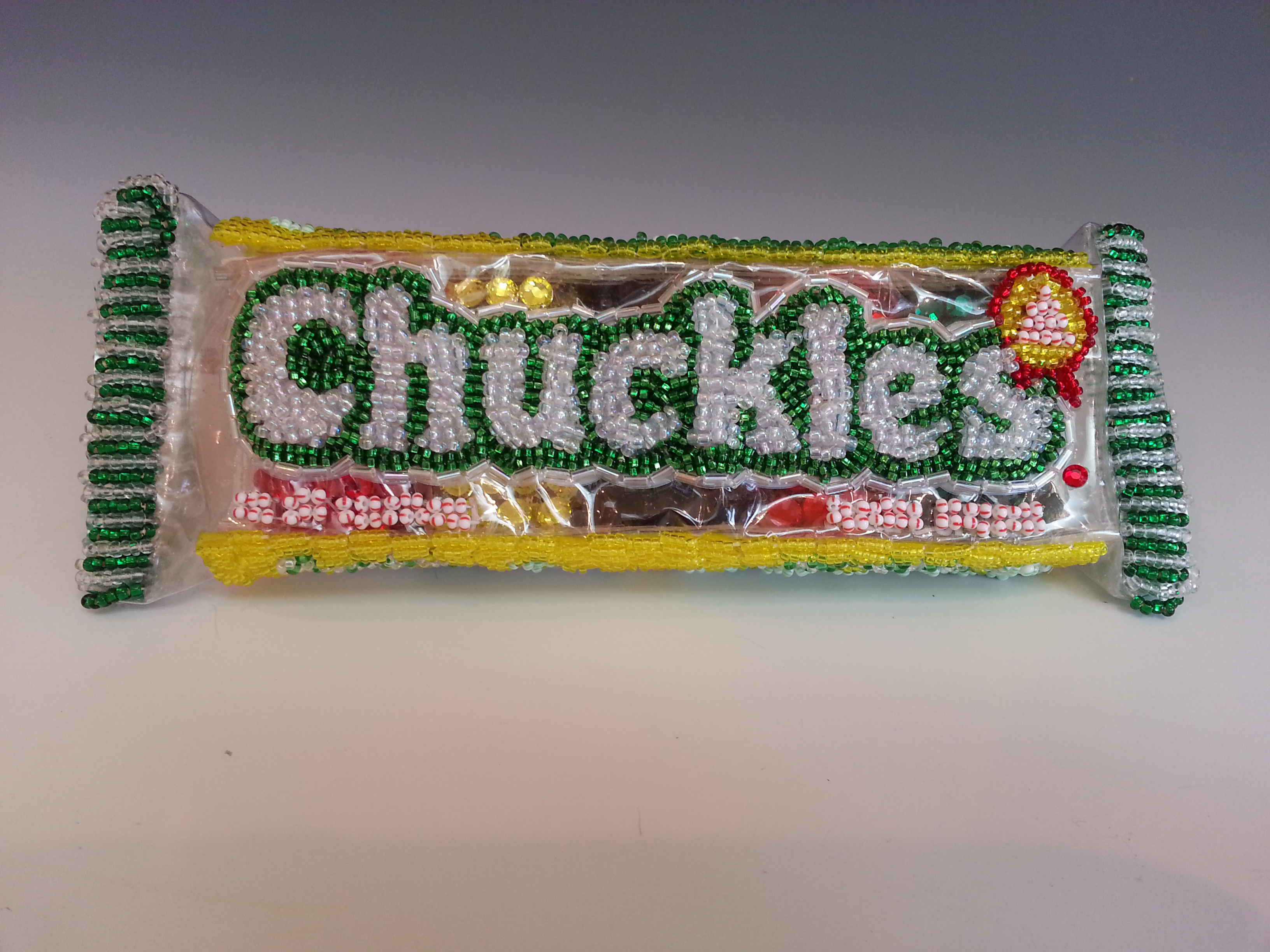 Chuckles Linda Dolack Food Sculpture Glass Beads Swarovski Rhinestones Hand Sewn Mixed Media Art